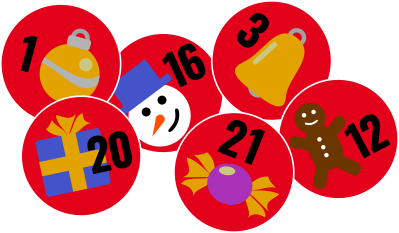 Teaserbild Adventskalender zeigt symbolisch die Tage oder Türchen des Kalenders an