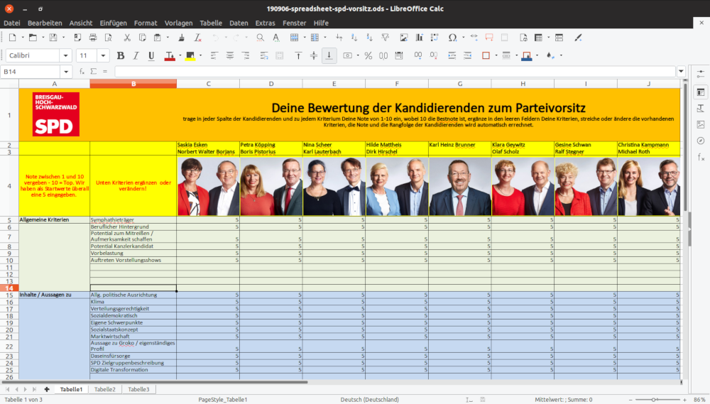 Screenshot Wahlhelfer-Spreadsheet