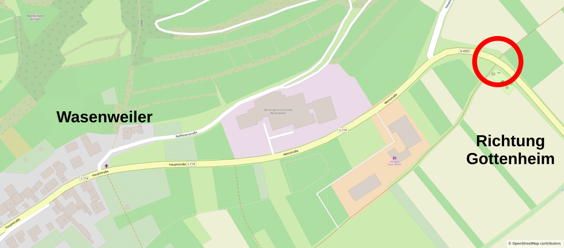 Ausschnitt der OpenStreetMap, die die betreffende Kreuzung zeigt.
